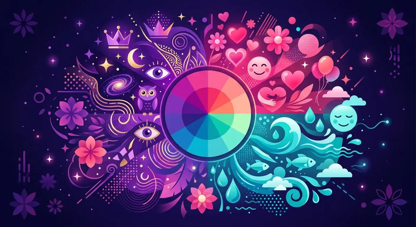 Color psychology wheel with emotional associations — Chromatic design tools
